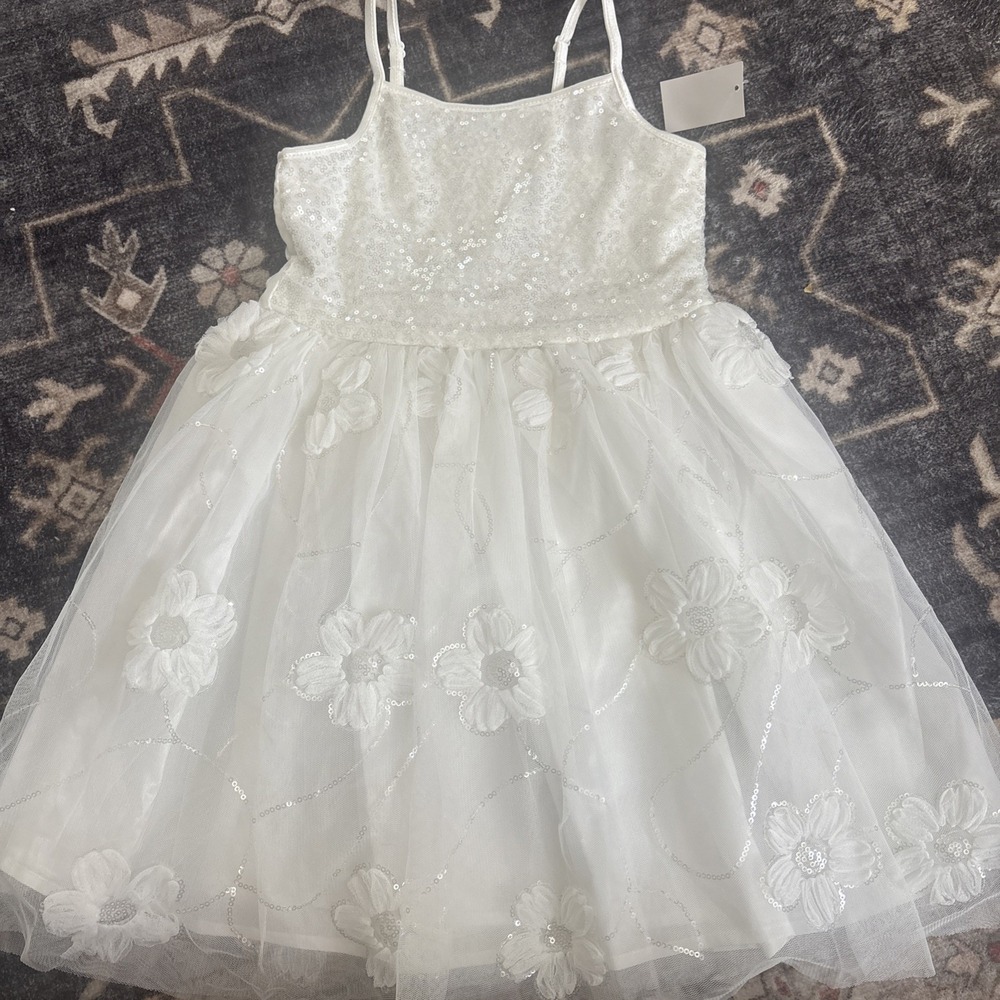 Girl's Size XS 4 5 Zenzi Tutu Floral Sequin Dress - Spring Wedding Flower Girl